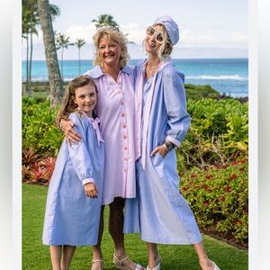 BURU Bow housecoat - Blue Oxford cloth